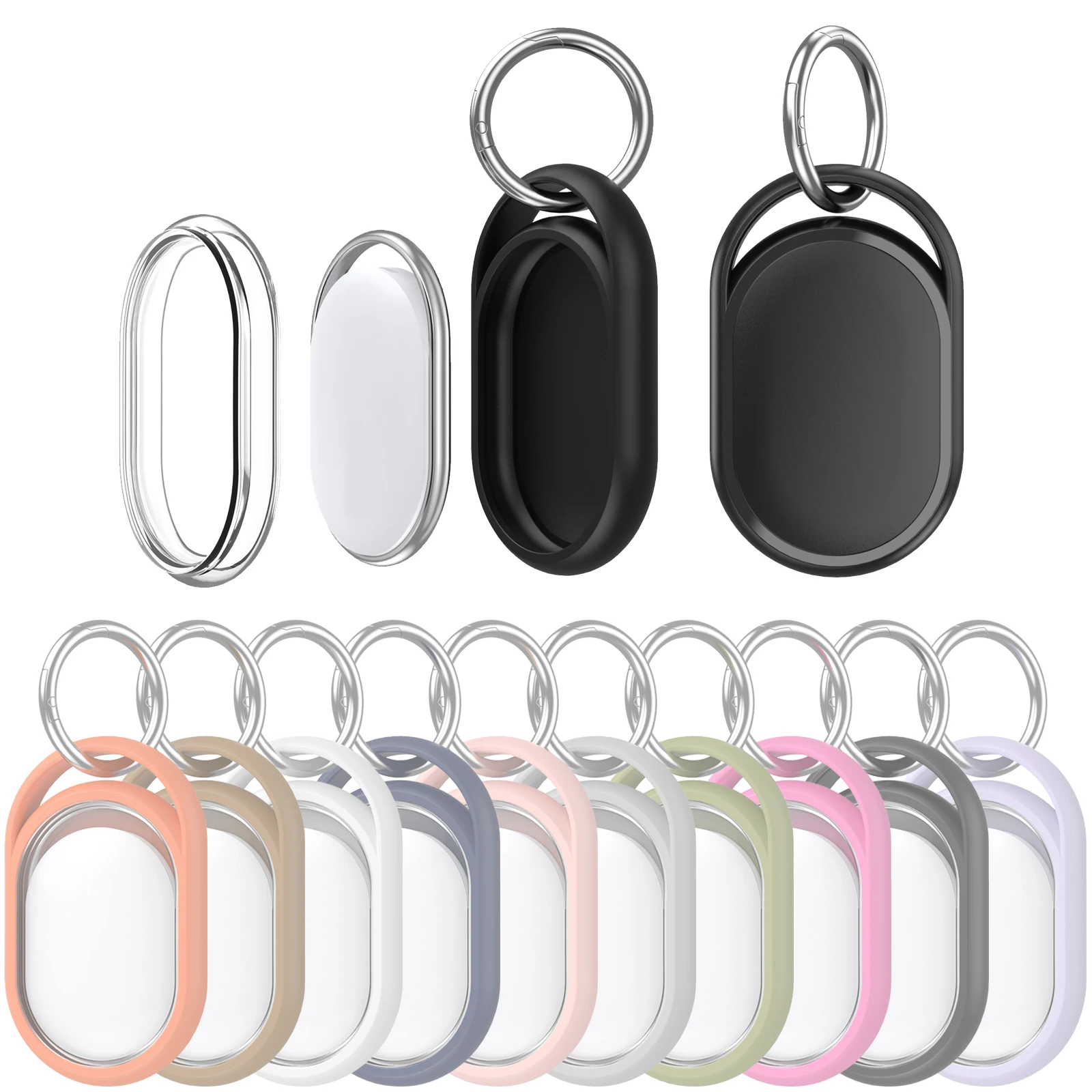 For Xiaomi Tag Tracker Full Coverage Protective Case Shockproof Anti-scratch Cover with Metal Keyring for Xiaomi Tag Accessories