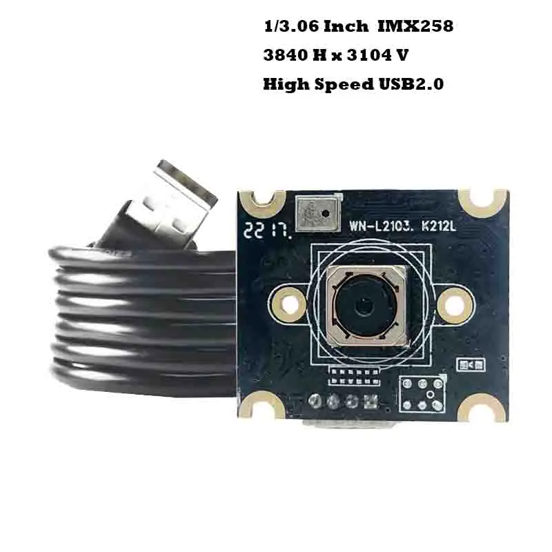 

3840H x 3104V 12MP HD IMX258 USB2.0 Camera Module Autofocus 77.2 Degree WIth Digital Microphone UVC-compliant, Plug and Play