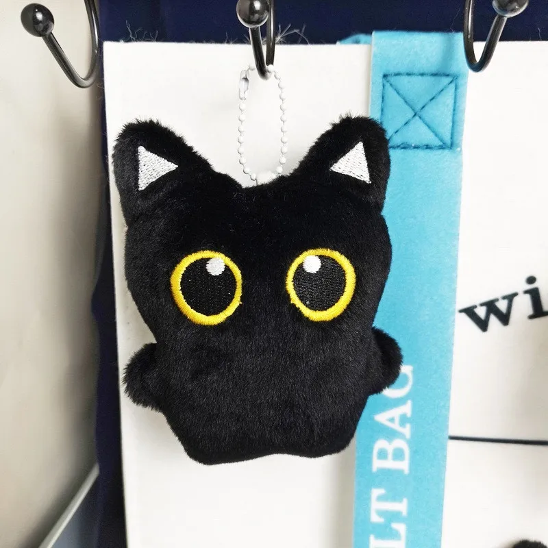 2025 New Black Cat Plush Toy Doll Small Pendant Keychain Black Cat Plush Toy Doll Boy Girl Brithday Gifts Keychain Decoration