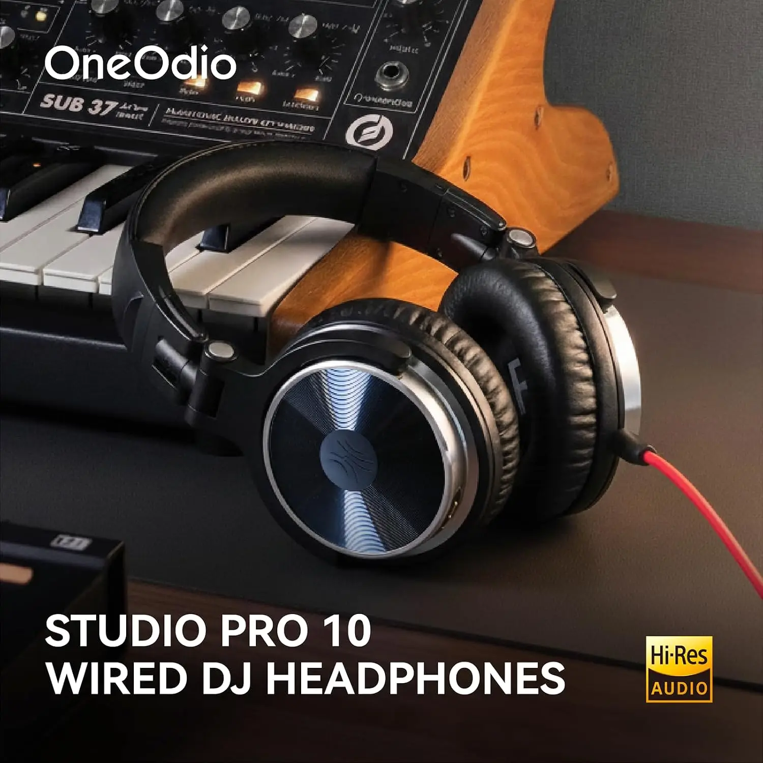 Wired Over Ear Headphones Hi-Res Studio Monitor & Mixing DJ Stereo Headsets with 50mm Drivers for AMP Computer Recording Podcast Keyboard Guitar Laptop - Black view 2