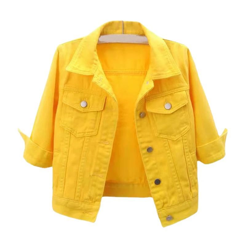

Women's Denim Jacket Spring Autumn Mid-Length Sleeve Slim Fit Student Short Coat