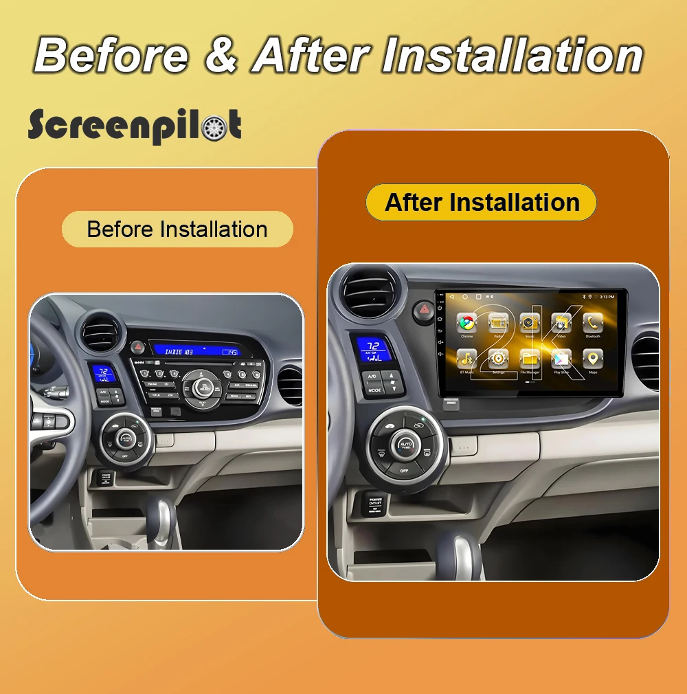 9 Inch Android 16 Car Radio Stereo For Honda Insight 2 2009 2010 2011-2014 2K QLED Multimidia Player GPS Carplay Android Auto 5g