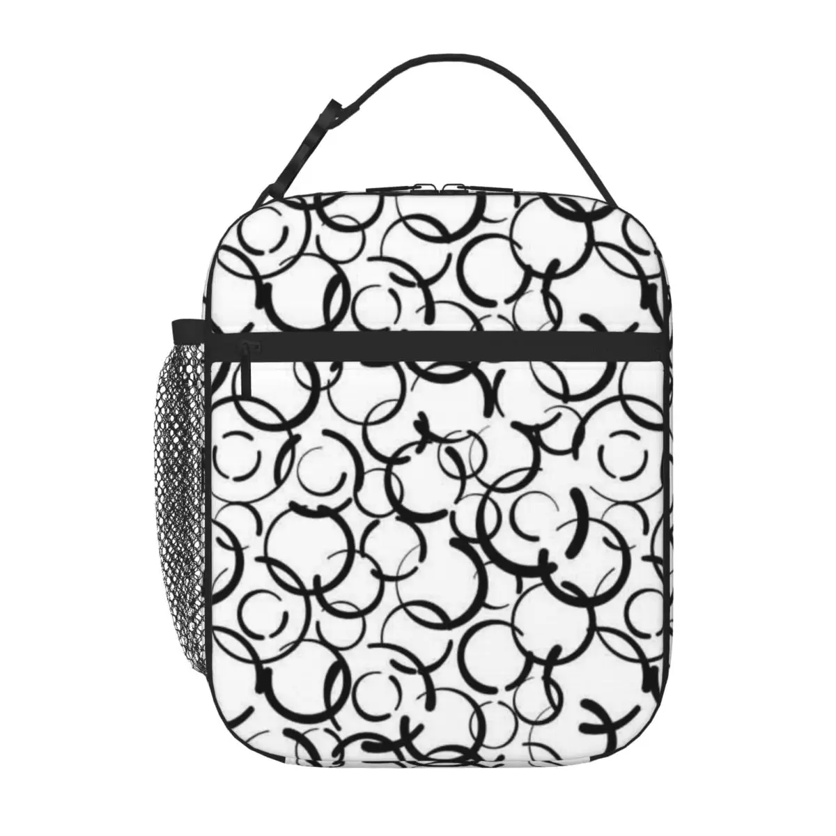 Bestselling Modern Black And White Polka Dot Black And White Polka Dot Pattern Black Tote Balanced Diet Pack Leakproof Lunch Bag