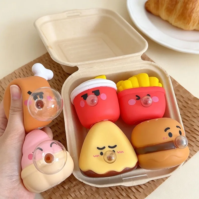 Cute Food Series Spitting Bubbles Squishy Squeeze Toys Anxiety Stress Relief Sensory Antistress Toys For Adults Kids Toys Gifts