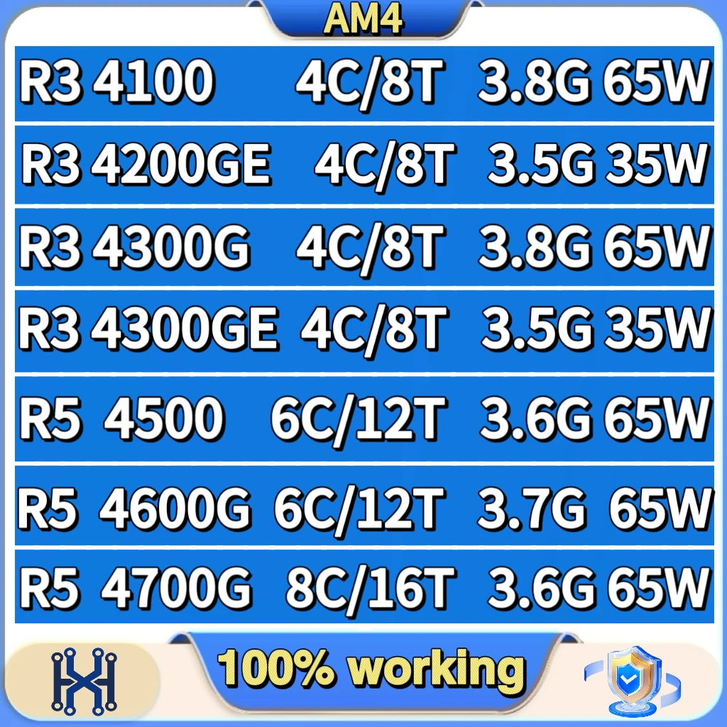 Ryzen 3 R3 4100 4200GE 4300G 4300GE Ryzen 5 R5 4500 4600G Ryzen 7 R7 4700G для AM4 Ryzen 3 R3 4100 4200GE 4300G 4300GE Ryzen 5 R5 4500 4600G Ryzen 7 R7 4700G для AM4