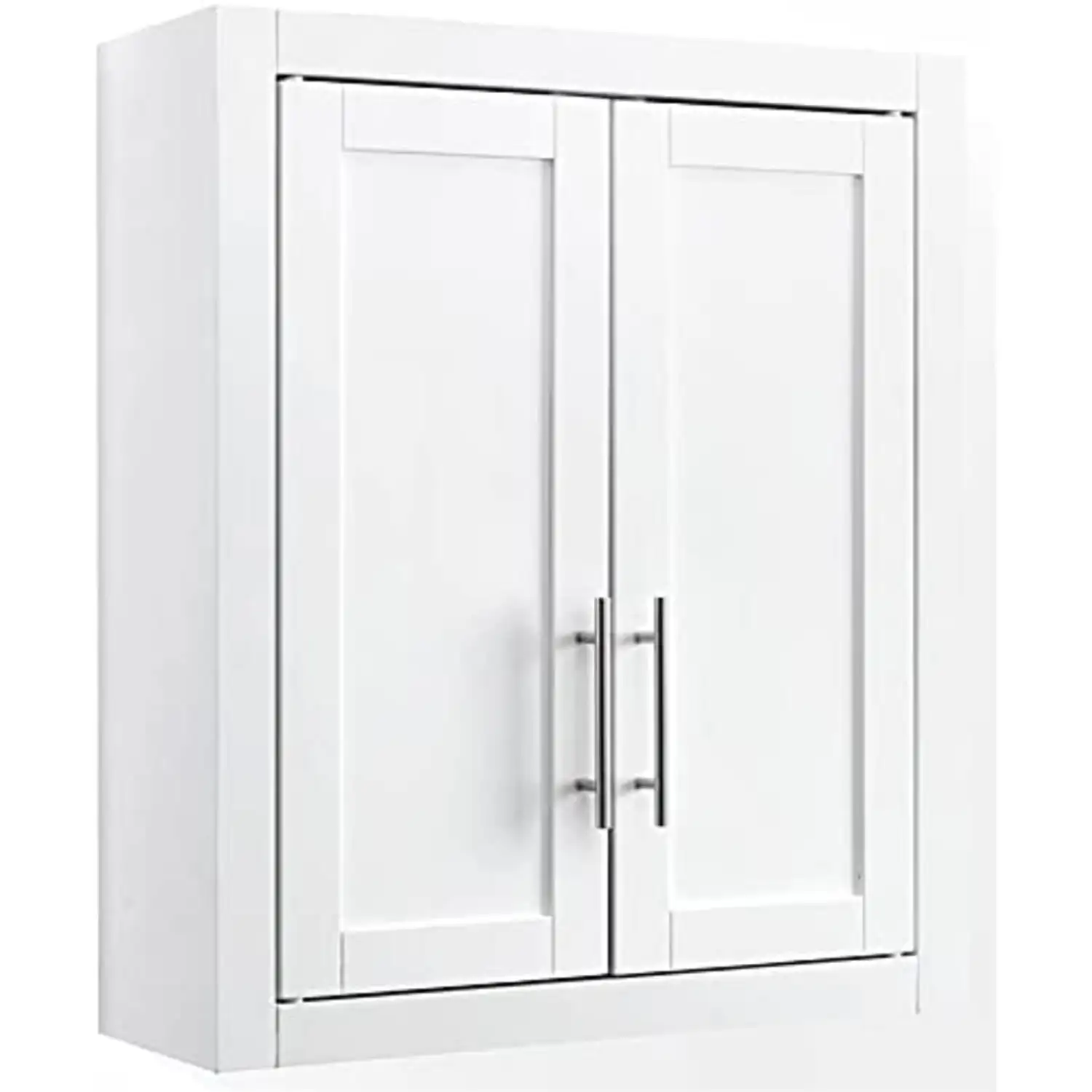 Furniture Savannah MDF Wood Wall Cabinet in White/Chrome