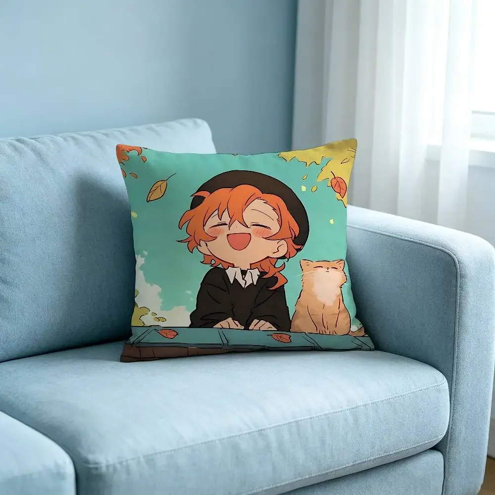 Anime-B-bungo Stray-Dogs Customizable Square Pillowcases, Stylish And Soft, Perfect For Beds, Cars, And Sofas.