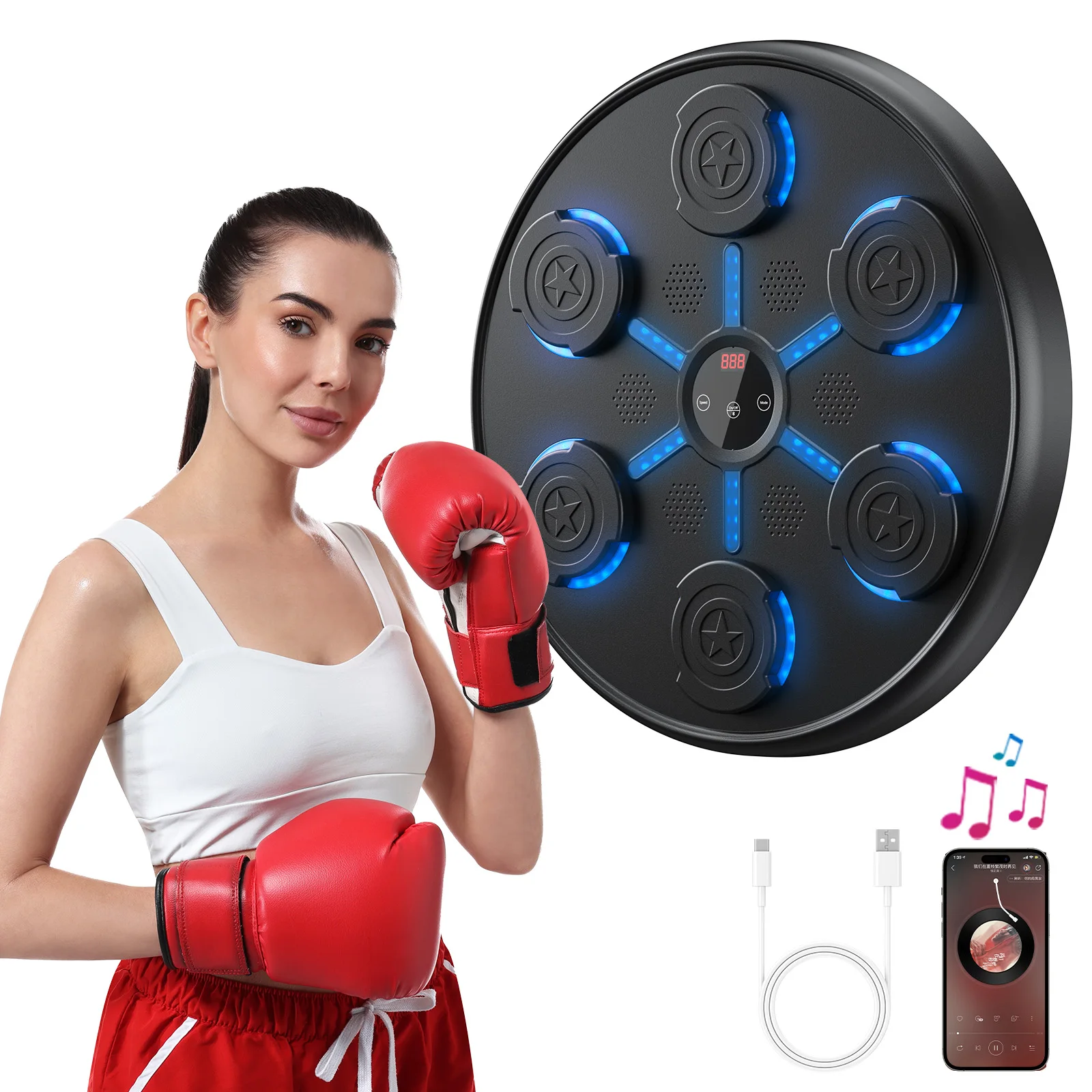 

New Smart Music Boxing Machine Adult/Children Sports Fitness Boxing Trainer Home Exercise Response Training Boxing Wall Target