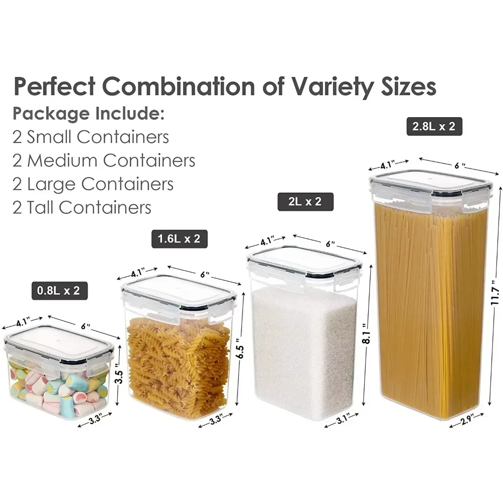 Kitchen Food Storage Containers Set with Easy Lock Lids, 8 Pieces