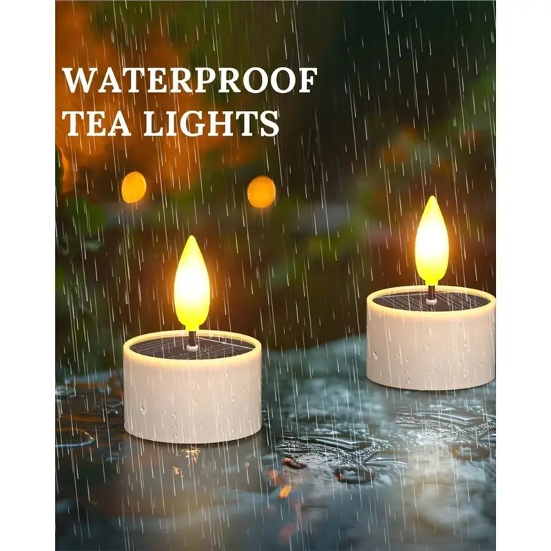 ABZV-Solar Outdoor Lights 1Set/6Pcs, Flameless Flickering, Waterproof For Home Patio Night Lighting System