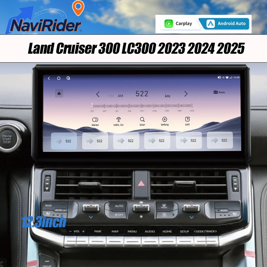For Toyota Land Cruiser 300 LC300 2023 2024 2025 12.3inch Android Car Radio Stereo Wireless Carplay Multimedia Player Screen GPS