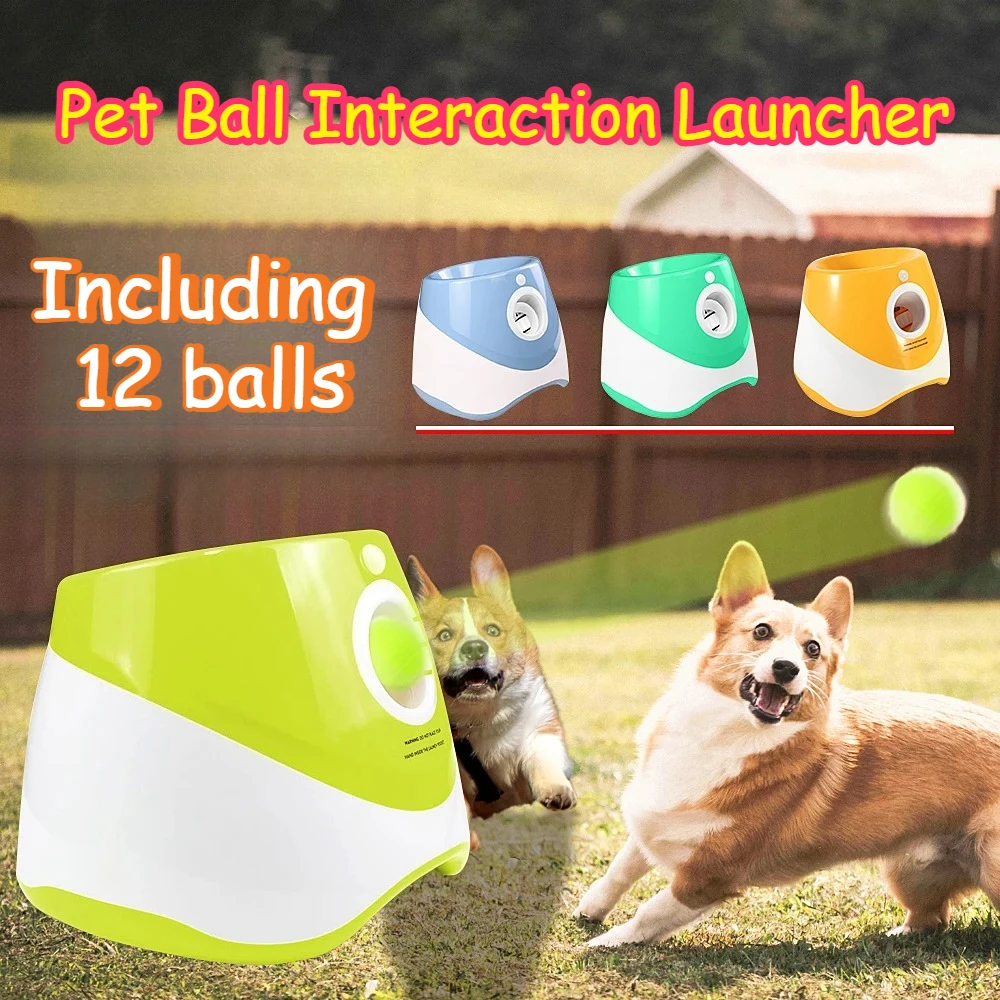 

Toys For Dog Ball Launcher Interactive Automatic Tennis Chasing Fun Rechargeable Machine With 12 Balls For Dogs