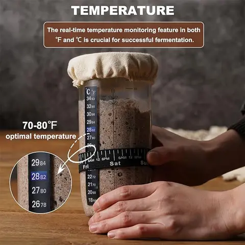 खट्टी रोटी स्टार्टर किट, फीडिंग डे ट्रैकर बैंड, 3-4 इंच व्यास के जार, आटा खुरचनी, स्पैचुला, बेकिंग सप्लाई में फिट बैठता है 8 best sales जामन - №3