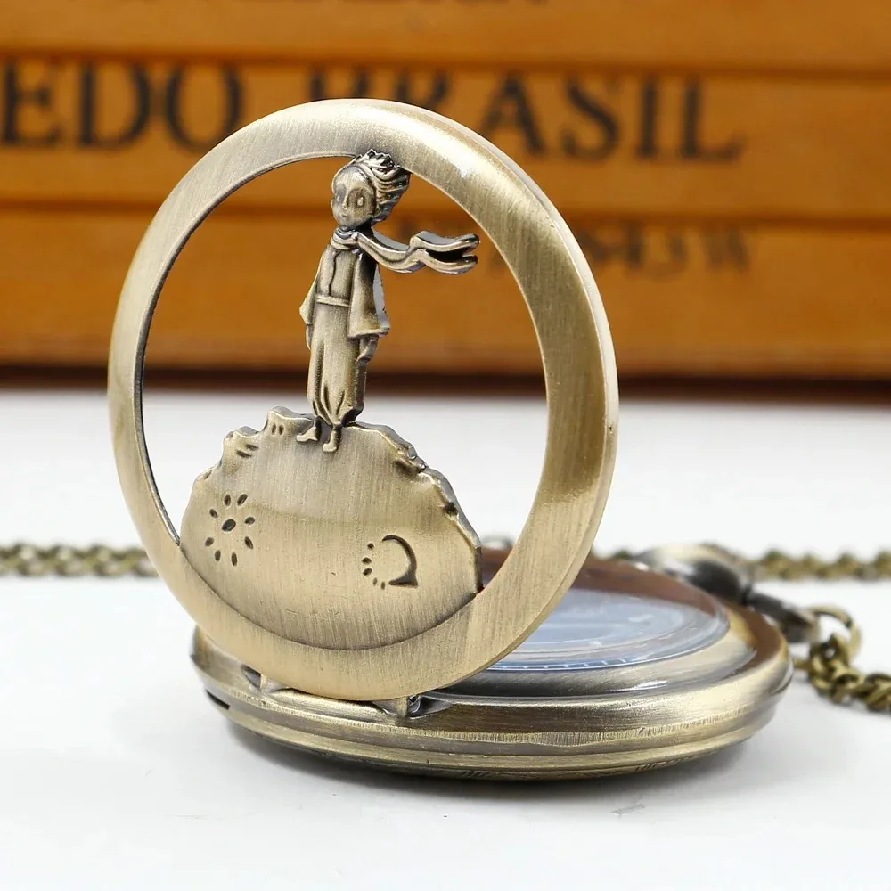 좋은 선물 클래식 블루 플래닛 청동 빈티지 석영 포켓 FOB 시계 체인 소년 소녀 어린이를위한 인기있는 선물