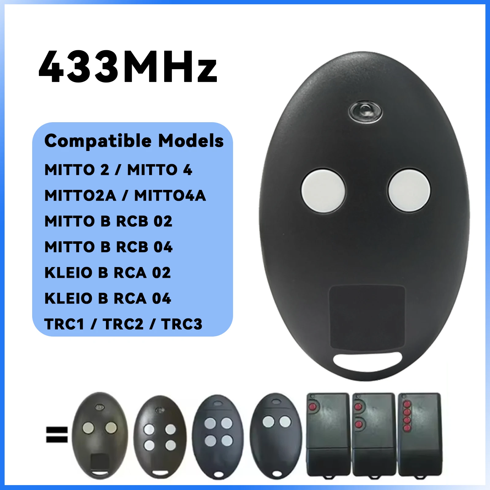 รีโมทคอนโทรลประตูโรงรถ 433MHz ใช้ได้กับ 2M 4M 2 4 2A 4A B RCB02 RCB04 KLEIO B RCA 02 04 TRC TRC2 TRC3