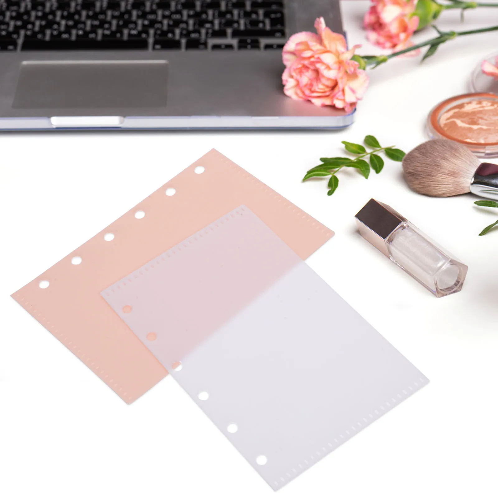 

2 Sets 10 Pages 6 Ring Binder Pockets Transparent Black Notebook Folder Document Storage Bag Office Travel Study ganizing
