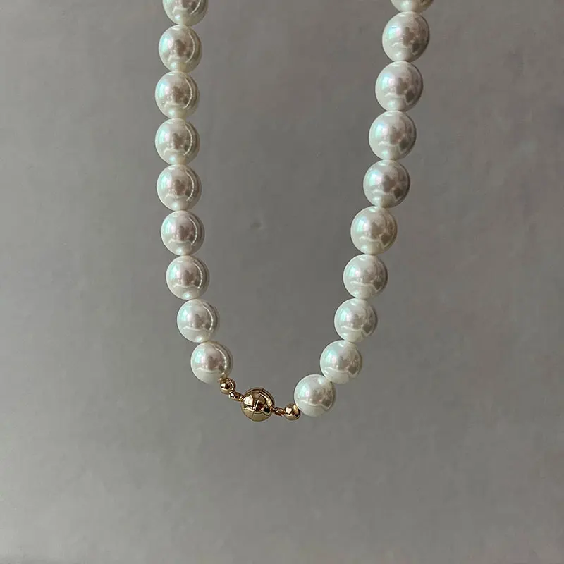 Elegant Classic Jewelry 8-16mm Large Shell Pearl Necklace for Women 40-135CM Length