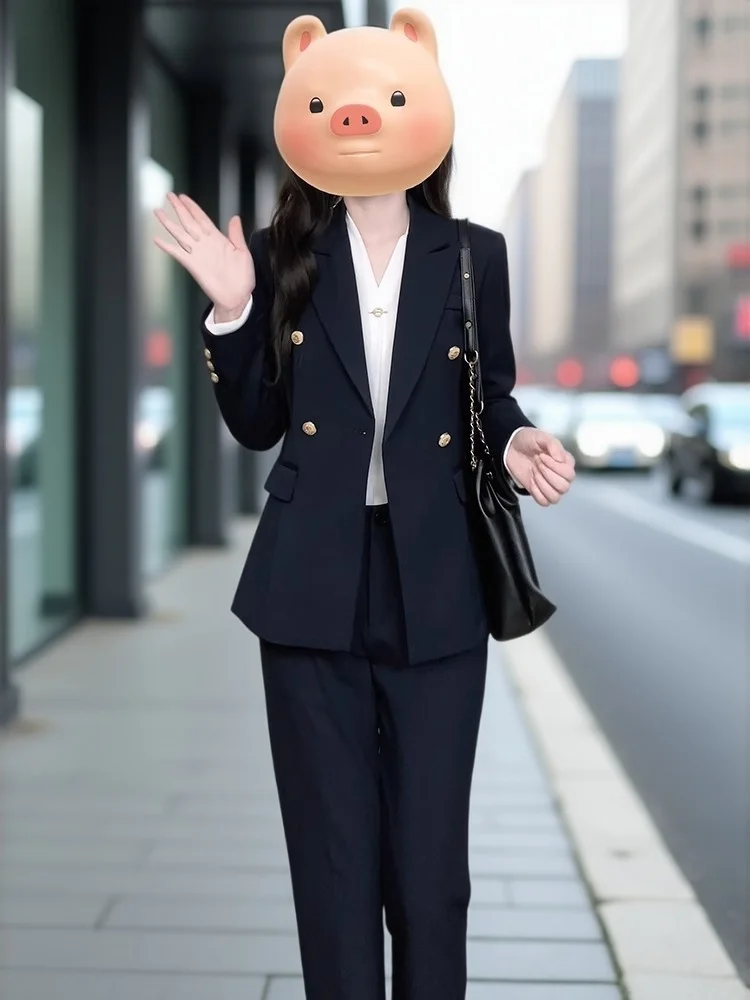 

Woman Offer Lace Up Shoulder Pad Coat Elegant Turn-down Collar Long Sleeve Pockets Slim Fit Coats Chic Ladies Commute New