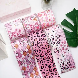 Nastro in Grosgrain stampato a grana leopardata fai-da-te per forniture artigianali accessori per cucire 5 yarde. 48062