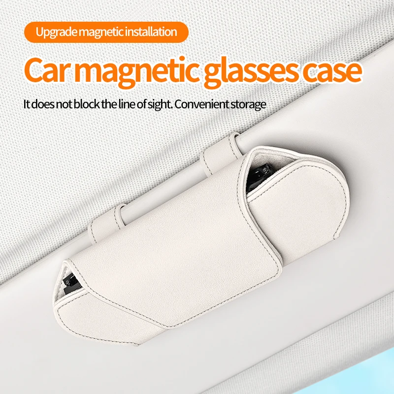 Magnetisches Brillenetui für das Auto, universelle, multifunktionale Aufbewahrungsbox für die Sonnenblende, Brillenetui aus Wildleder für das Auto, Brillenhalter für die Sonnenblende. – Detail 4