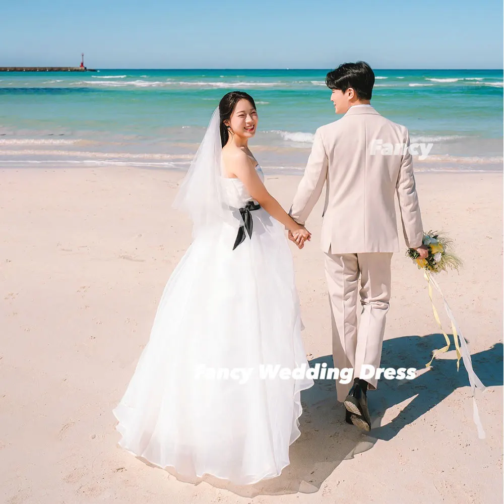 화려한 심플한 연인 웨딩 드레스 A 라인 오간자 이브닝 파티 드레스 백 코르셋 맞춤형