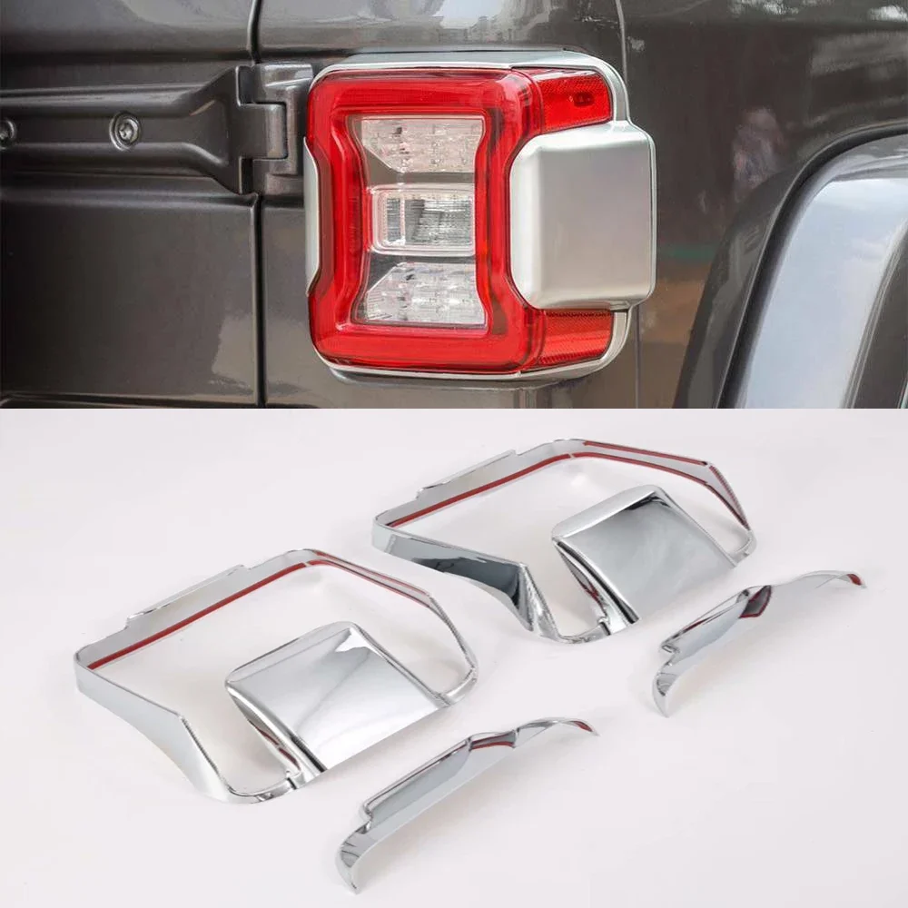 

For Jeep Wrangler JL 2018 2019 Chrome Rear Light Lamp Cover Trim Tail Light Cover Frame Protector Sticker Car Styling Accessory