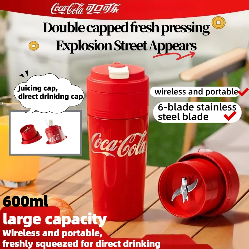 

Портативная соковыжималка CoCa Cola с 6 лезвиями, многофункциональная беспроводная соковыжималка для фруктов, 600 мл, зарядка через USB, для путешествий и активного отдыха