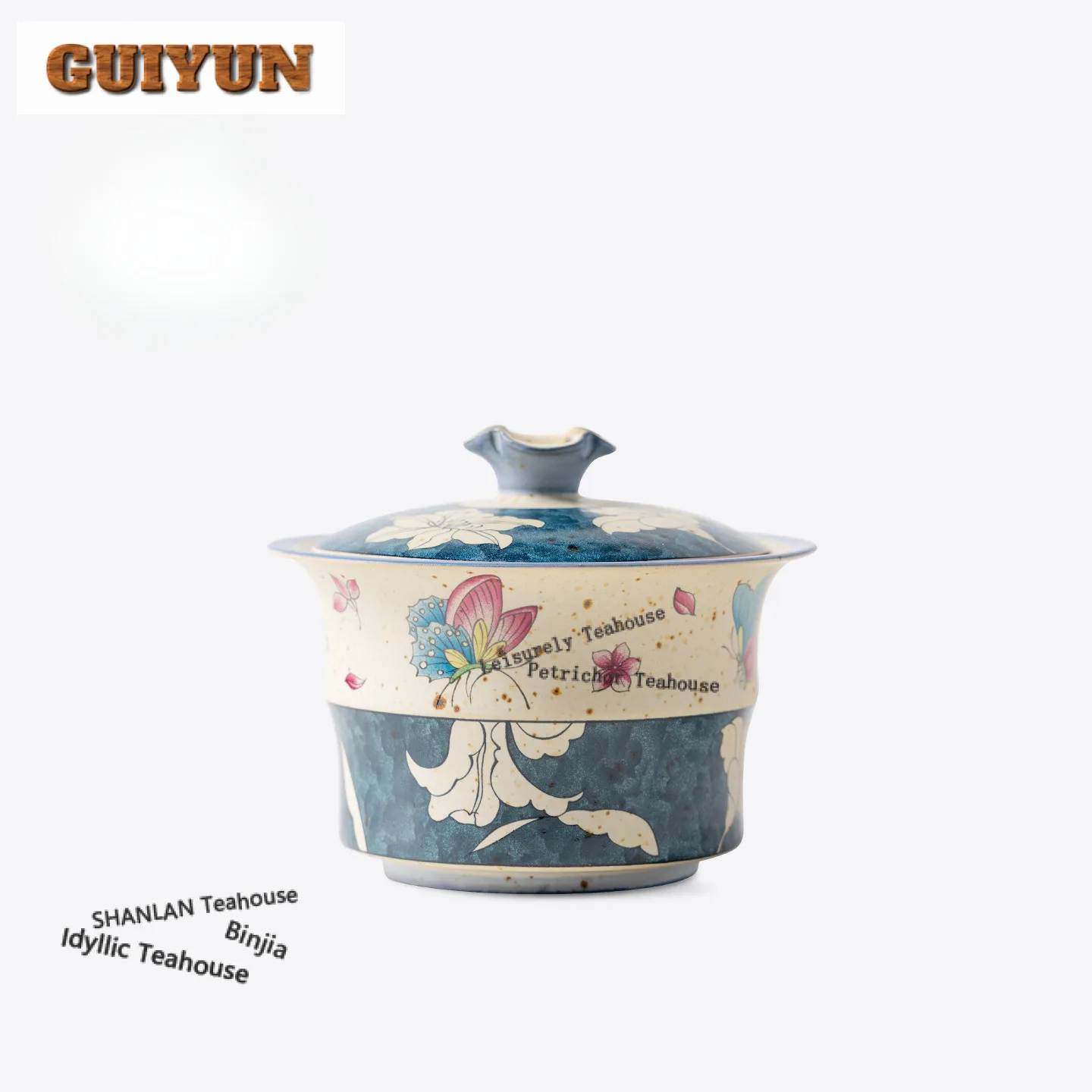 130ml Decal Butterfly Gaiwan Ancient Tea Tureen Household Tea Bowl With Lid Kit Tea Making Cover Bowl Drinkware Supplies Craft