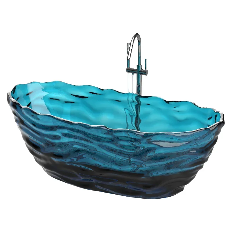 Oval transparent resin bathtub, small household independent colored crystal hotel homestay bathtub