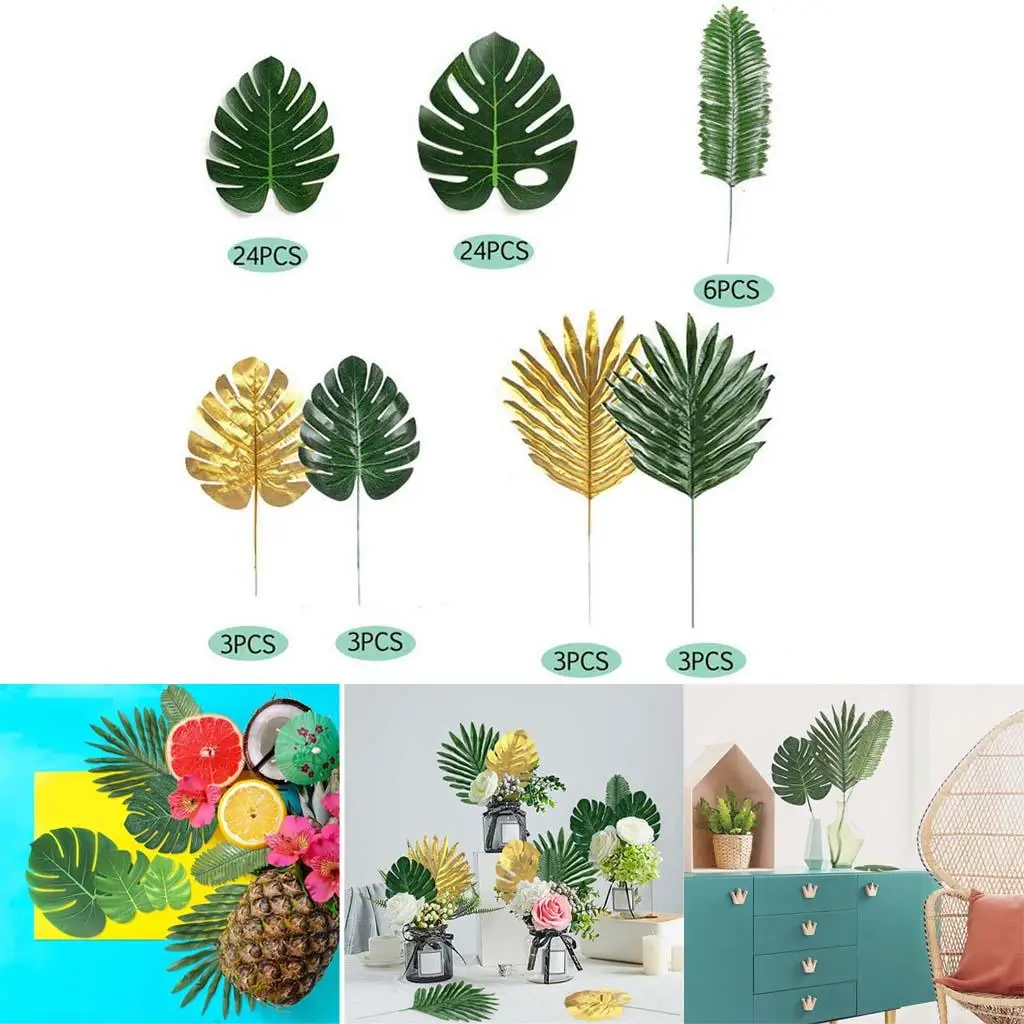 Tropische Palmbladeren Zomer Kunstzijde Monstera Vertrekt Naar Huis Hawaiian Luau Strand Bruiloftsfeest Decor Nep Planten