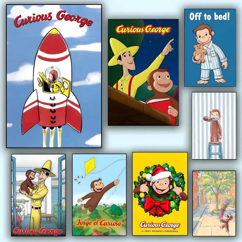 MONKEY CARTOON C-Curious GeorgeS Poster Aesthetic Wall Art Canvas Poster Room Decoration Items Bedroom Decor