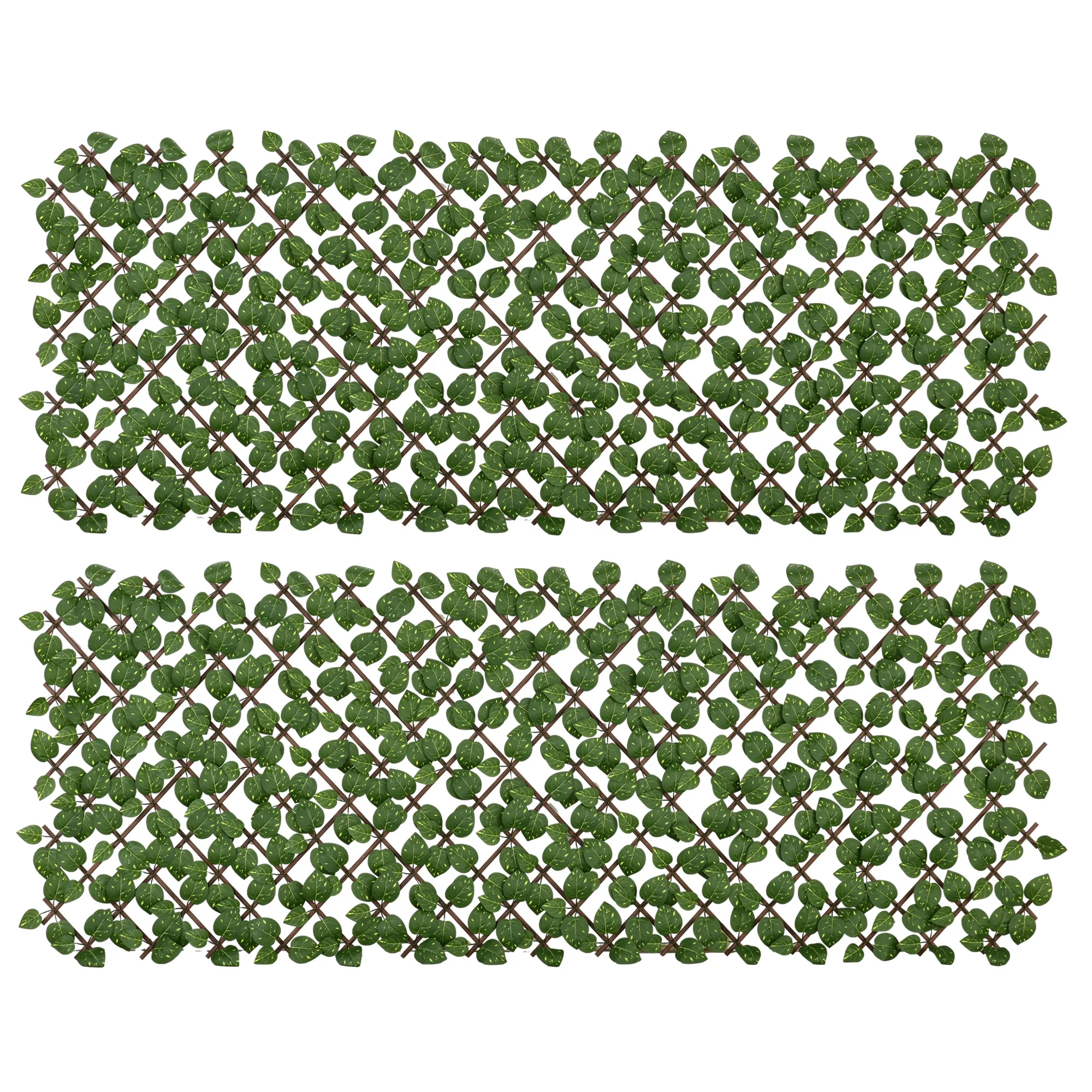 Outrsunny 2 artificial hedges in roll extendable 2x1m each piece Anti- UV Green