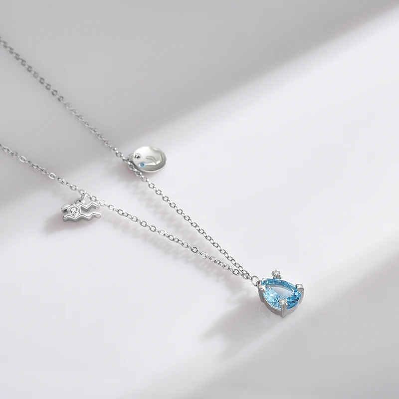Modian 925 Sterling Silver Rainbow Zirconia Scorpio Birthstone Zodiac Sign Symbol Charm Pendant Necklaces For Women Fine Jewelry