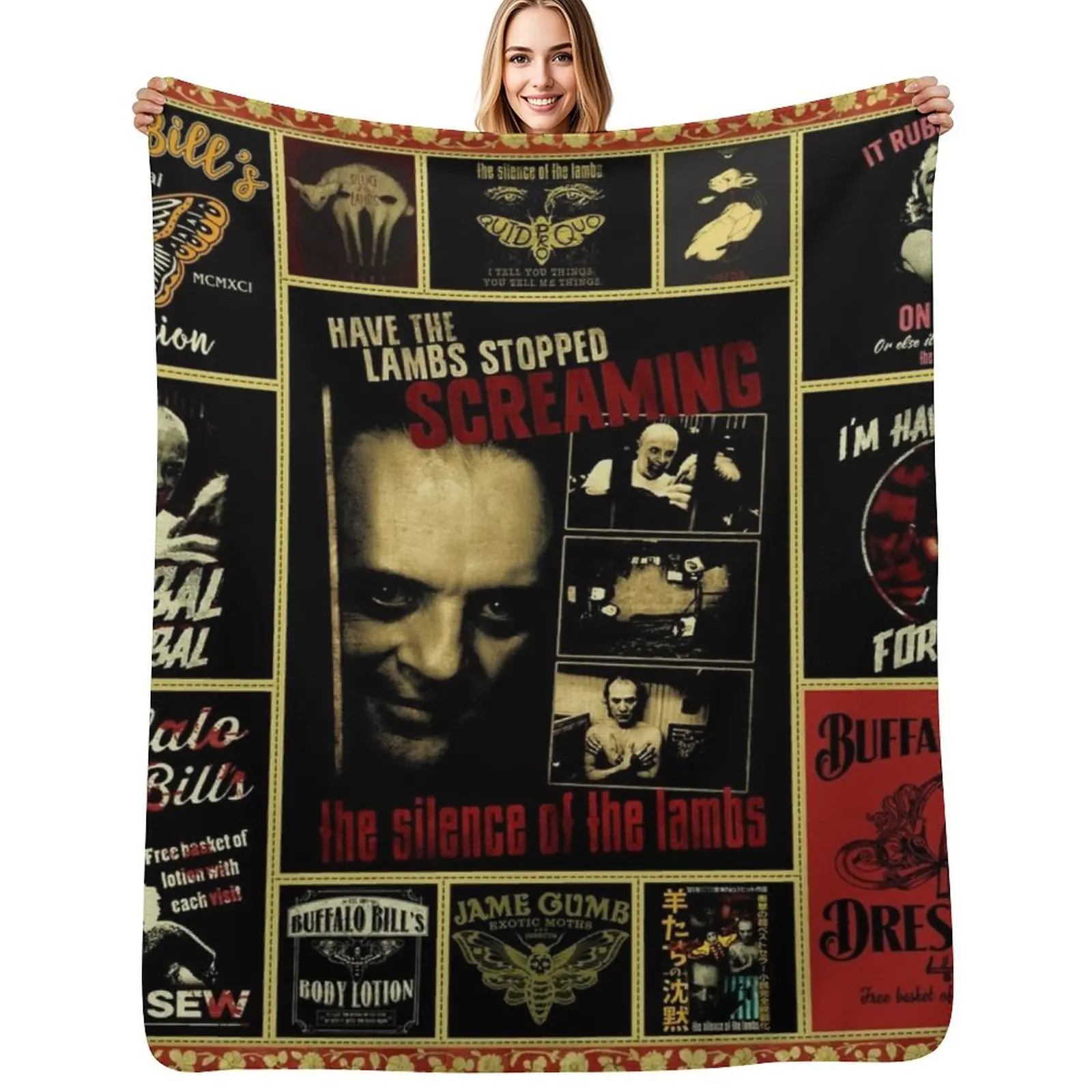 Silence of the lambs shirt Throw Blanket Nap Comforter Decorative Sofa Thins Sleeping Bag warm for winter Blankets