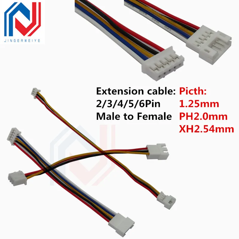 

5Pcs JST 1.25mm PH2.0 XH2.54 Extension Line 2/3/4/5/6/Pin PH 2.0mm XH2.54MM Male To Female Connector With Cable 10/20/30CM 26AWG