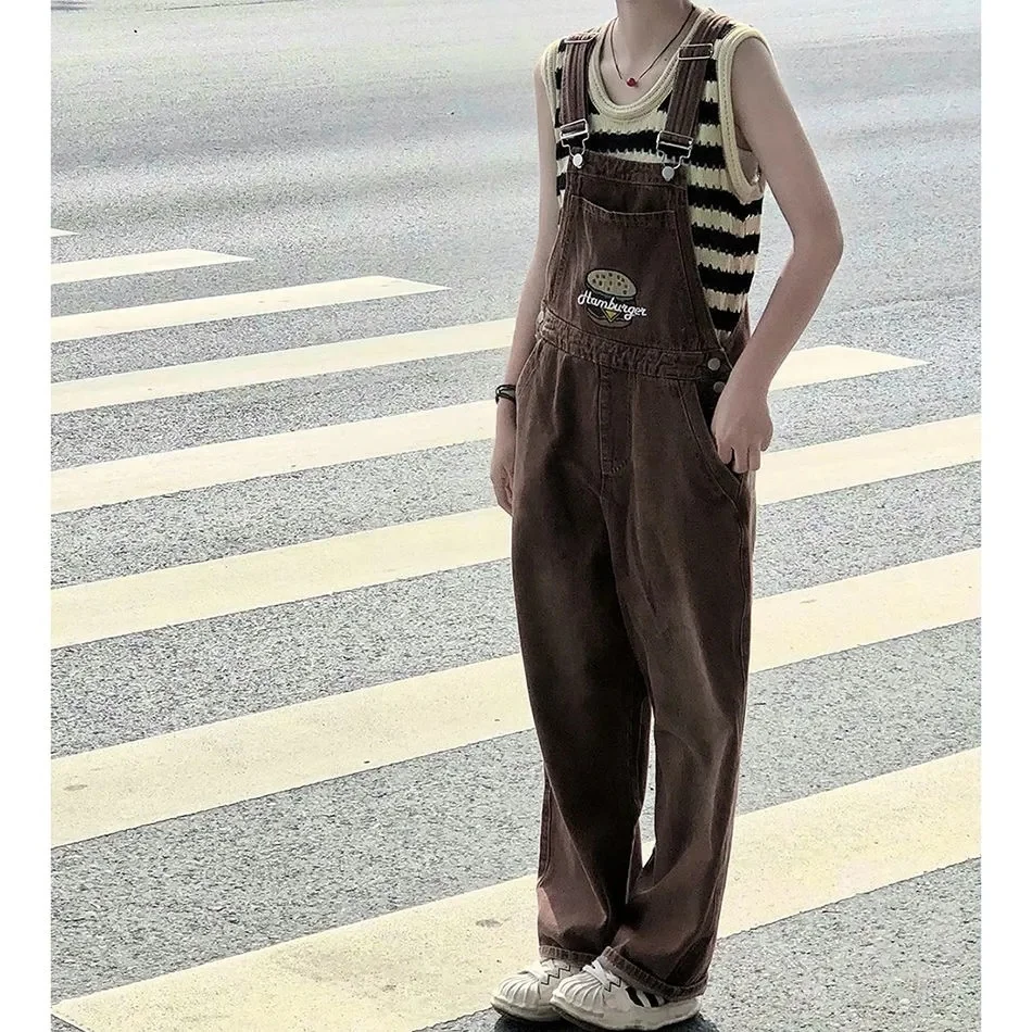 여성용 점프수트 청바지 롱 오버올 활동 행사 아름다운 야외 비대칭 단색 허리 없는 고품질