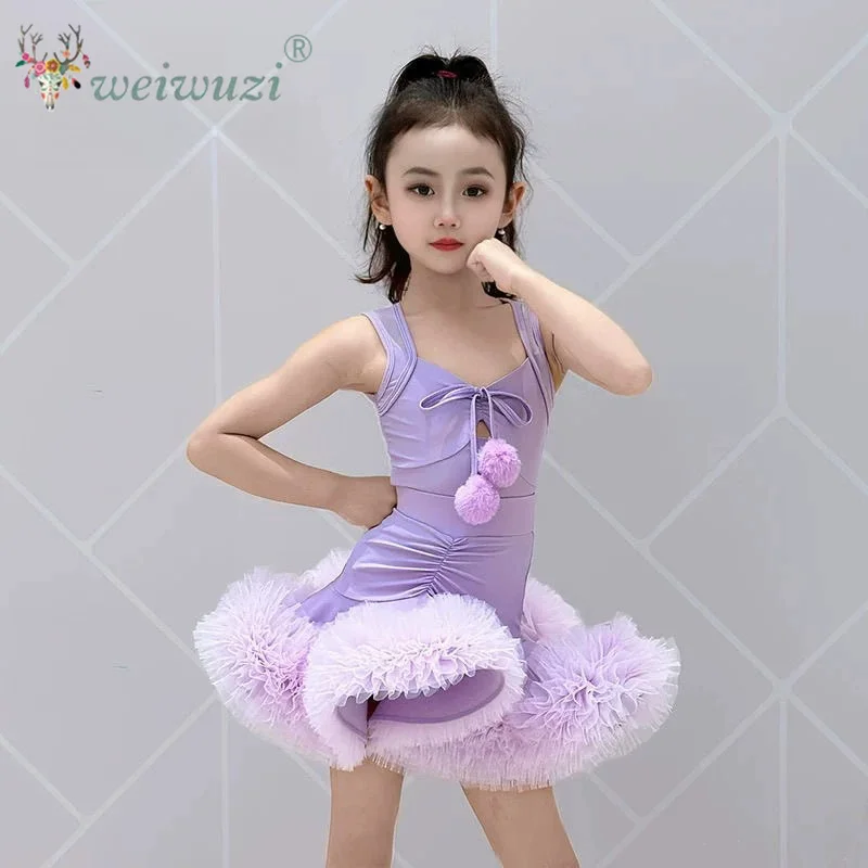 Robe de danse latine pour enfants, combinaison, jupe à volants, ensemble pour danse de salon, rumba, tango, cha-cha, samba, costumes de scène professionnels.