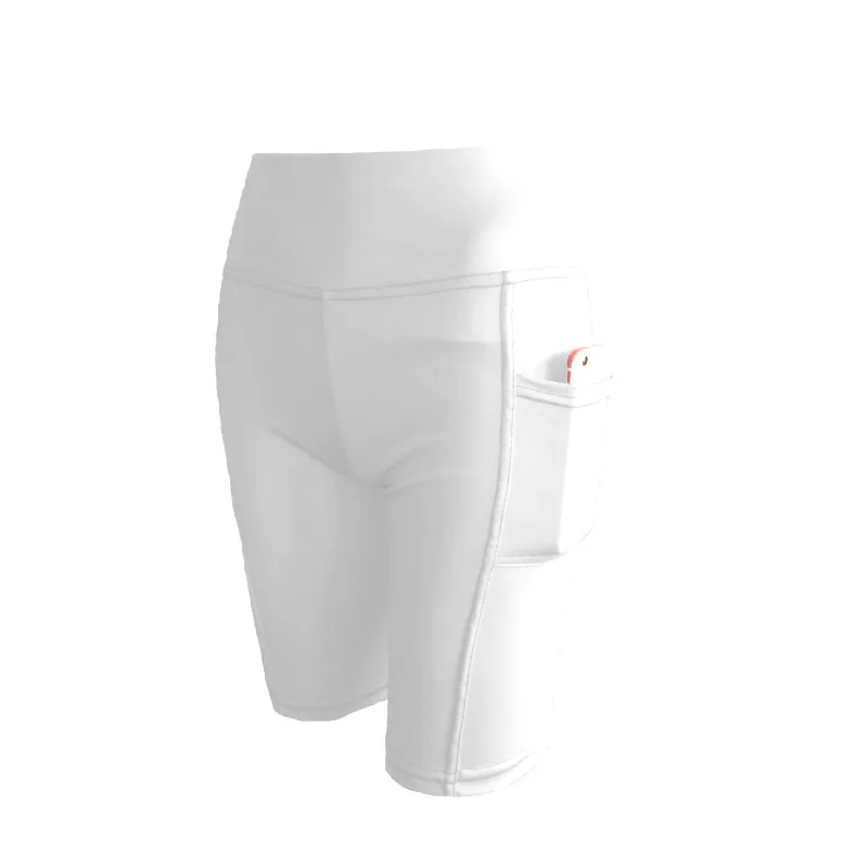 Damen Einfarbige Yoga-Shorts zum Joggen, Laufen, Radfahren, Fitness, Sportbekleidung, hohe Taille mit Seitentaschen, sportliche Shorts – Detail 6