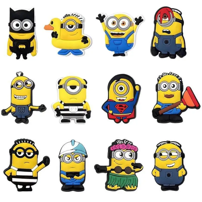 12Pcs MINISO Cartoon Series Shoe Charms For Shoe Key Chain Sandals Beach Bags, PVC DIY Shoe Decorations Accessories Shoes Pin