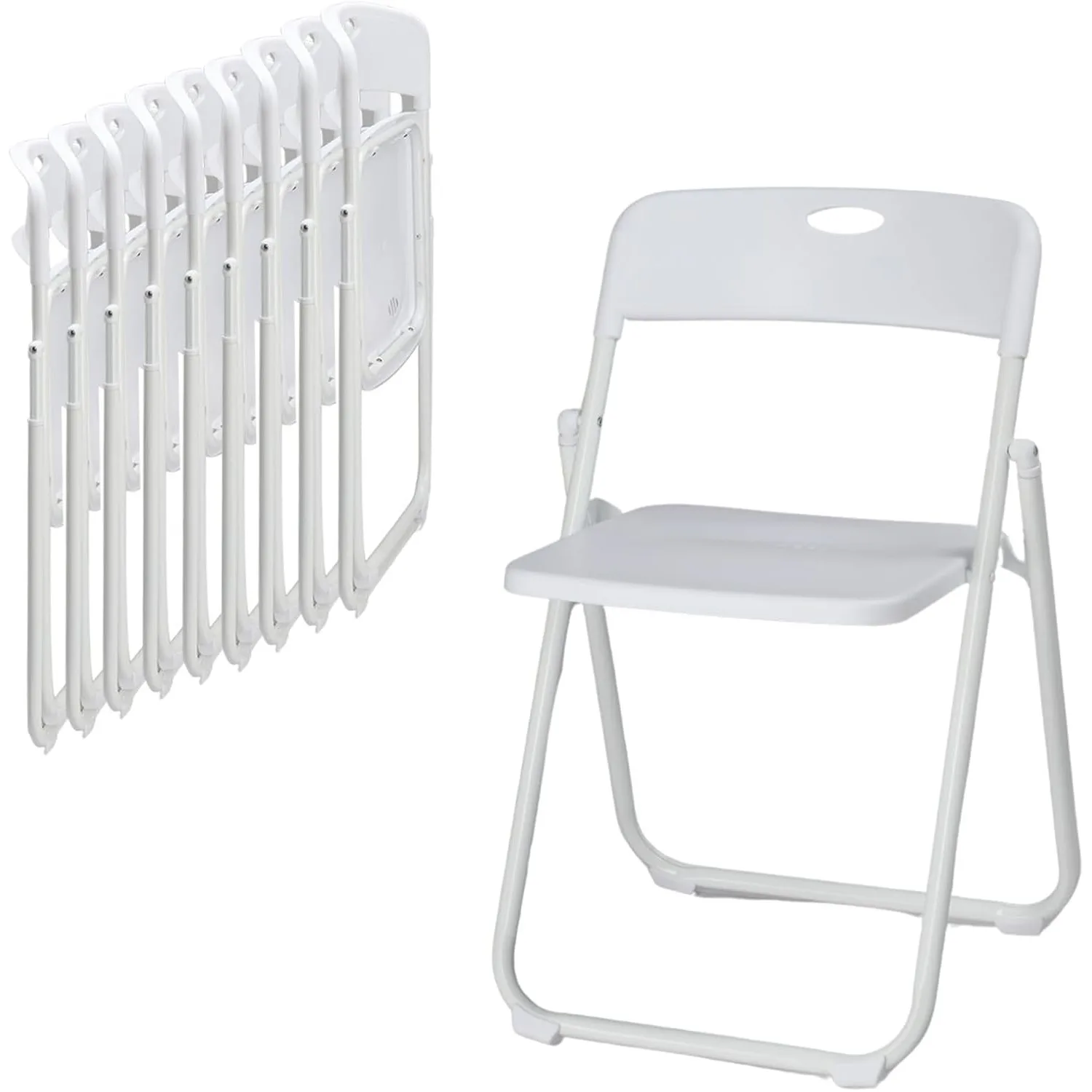 10 PCS Plastic Folding Chair, Lightweight Foldable Chair, White