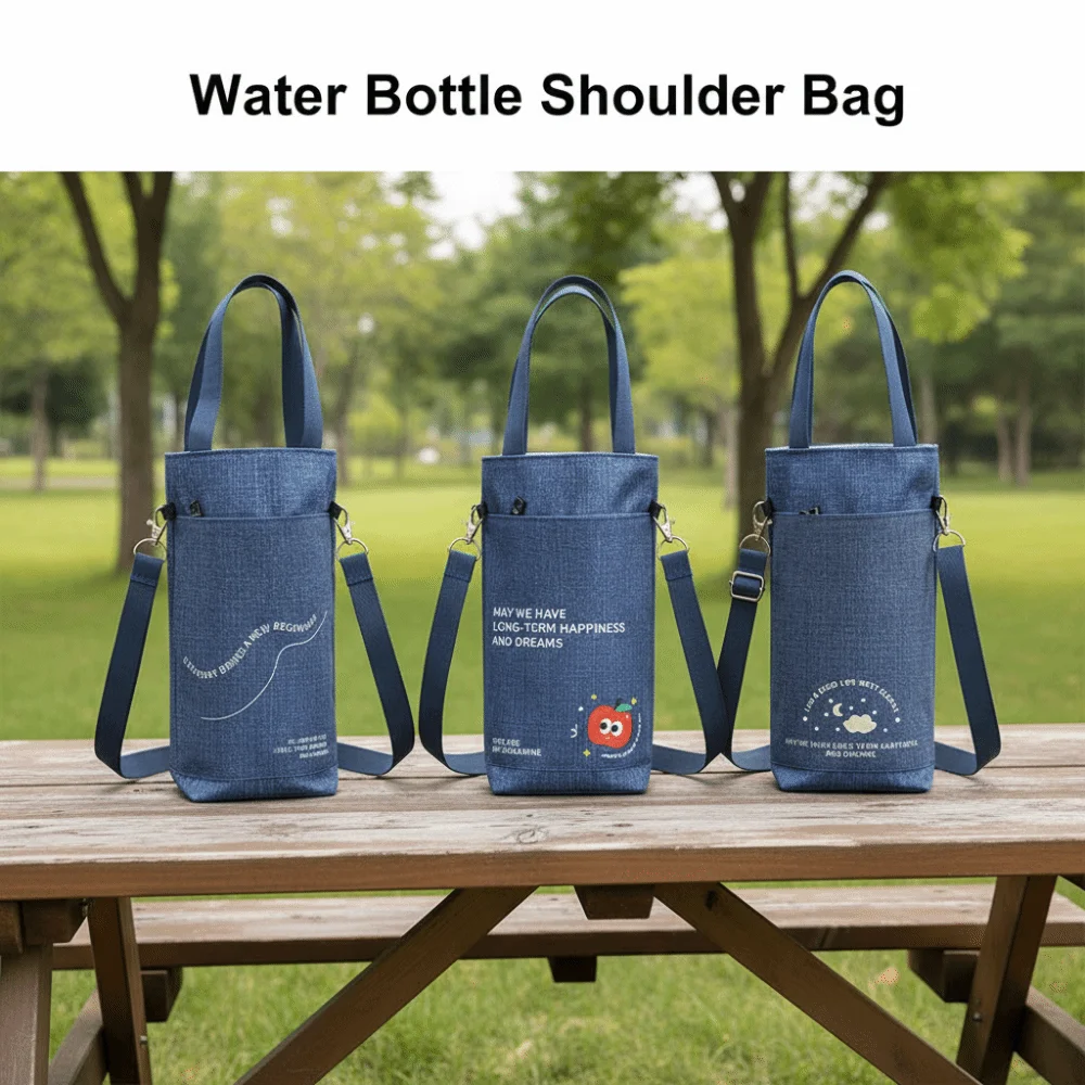 Portable Water Bottle Shoulder Bag Hands-Free Creative Milk Tea Tote Bag Oxford Cloth Simple Cup Insulated Protective Cover