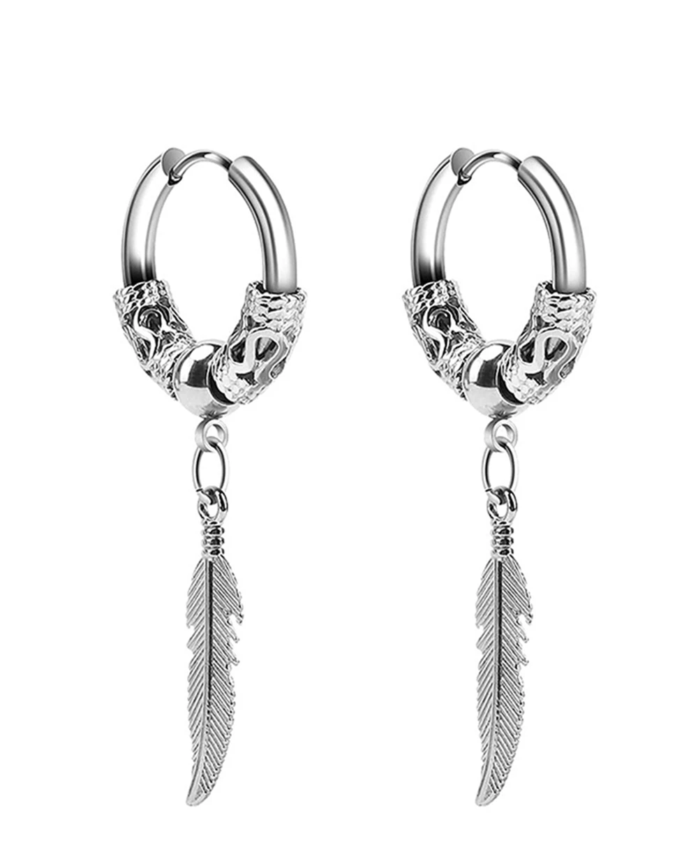8 Paia Orecchini In Acciaio Inossidabile 316L Unisex - Set Con Cerchi, Bottone, Croce E Anello, Colore Argento, Gioielli Uomo E Donna