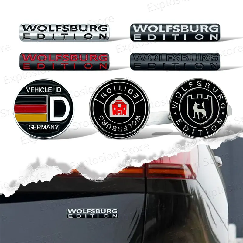 Car Metal Decor Wolfsburg Edition Logo Rear Trunk Tailgate Emblem Car Front Grille Sticker For VW Tiguan Golf Beetle Passat TDI