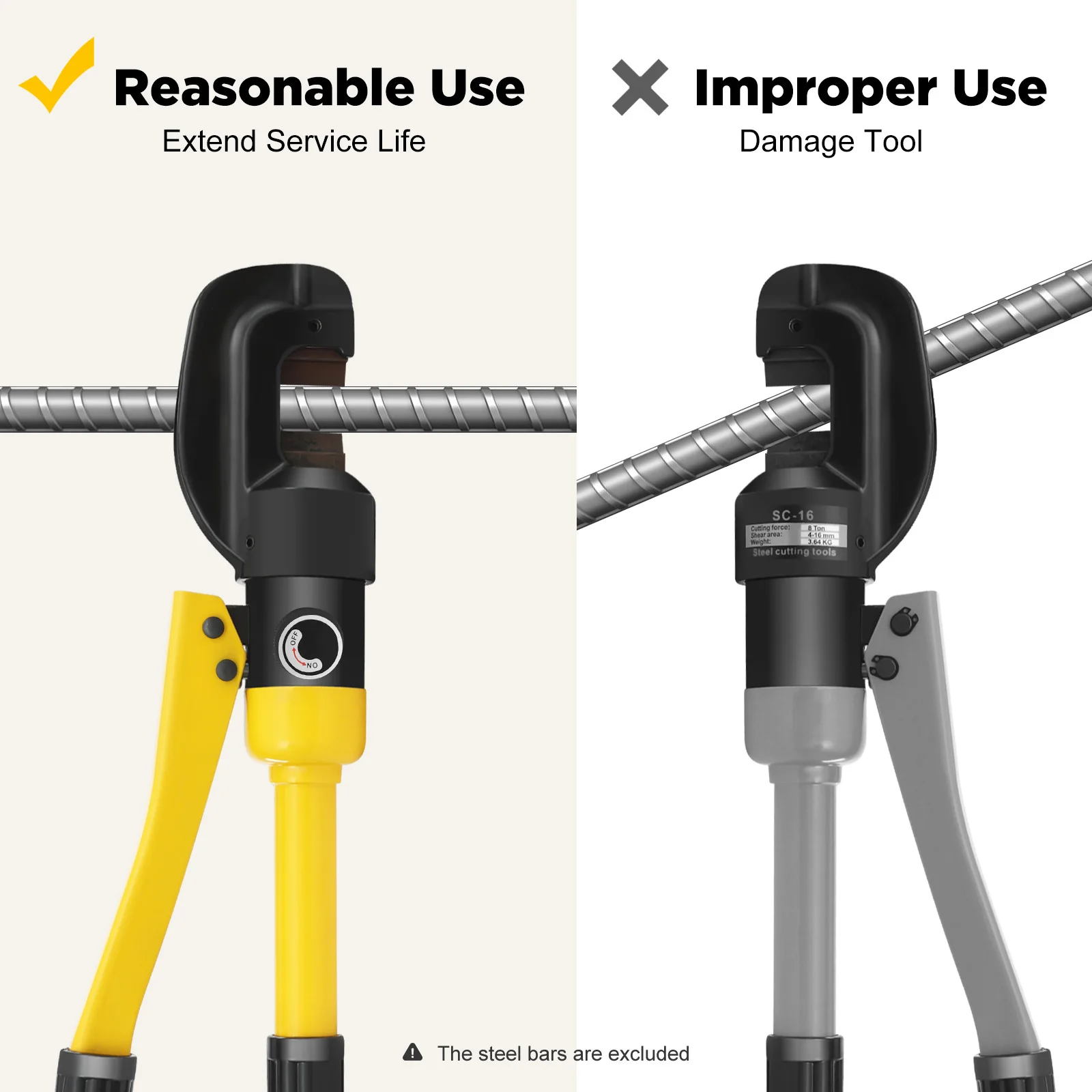 Hydraulic Rebar Cutter 0.16-0.63 inches - 16mm,Concrete Construction Tool 8Ton,Handheld Rebar Cutter W/Box,Steel Bolt Chain Cutt