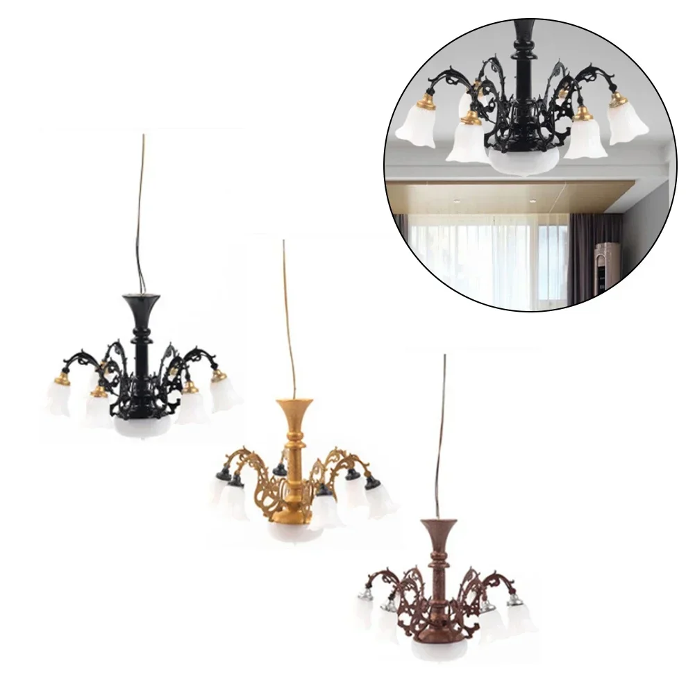 1:87 Scale รุ่นโคมระย้ามินิเฟอร์นิเจอร์ของเล่นเล่น House Miniature Dollhouse เพดานโคมไฟ LED ตุ๊กตาอุปกรณ์เสริม