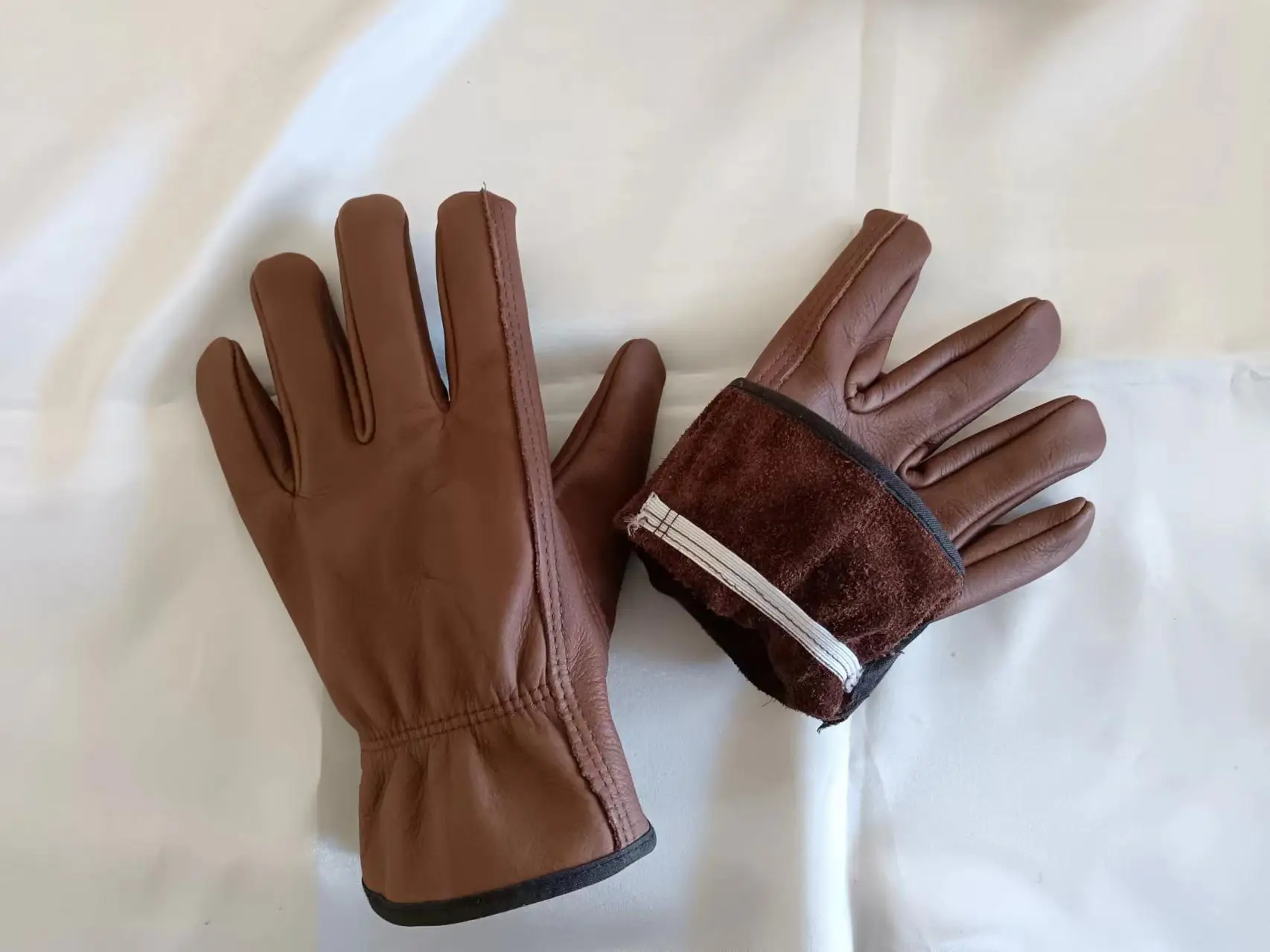 2Pairs Cowhide Leather Work Gloves for Men and Women,Utility Safety Working Gloves for Campinging/Welding/Driving/BBQ/Bushcraft