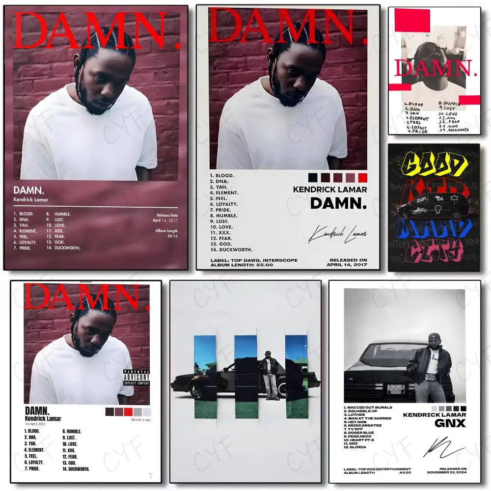 Hip-Hop Album K-Kendrick Lamar Good Kid Maad City Poster Painting Wall Art Mural for Living Room Home Decor and Gifts