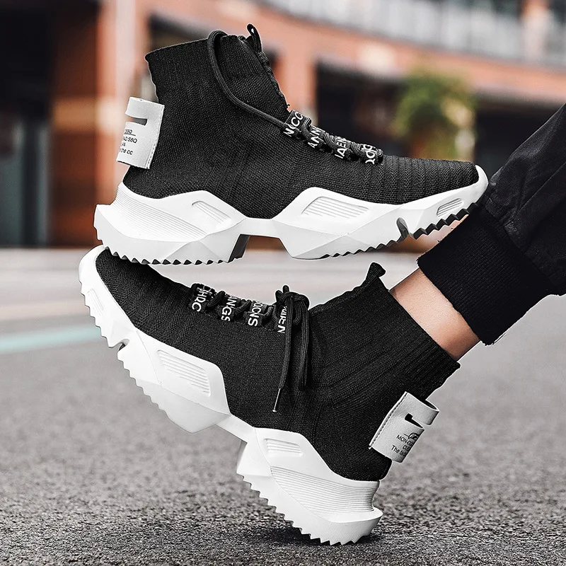 Summer new breathable high-top socks shoes men's fly-woven sports trendy casual large size trendy