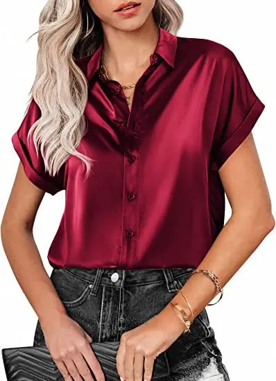 Blusa Mujer Tendencia 2024 Women White Shirt, Satin Imitation Silk Loose Casual Top, Korean Review, Office Wear, 2024