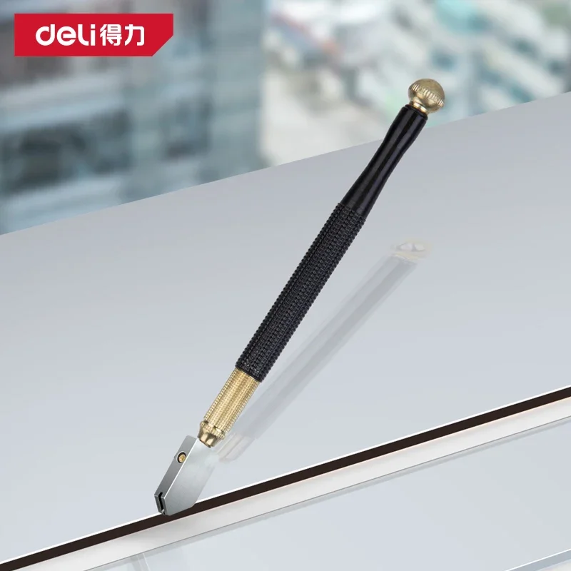 Deli Glass Cutter Durable High Quality Brand Small Size Steel Blade Anti-skid Handle Cutting Tool Diamond Cutter Head Knifes
